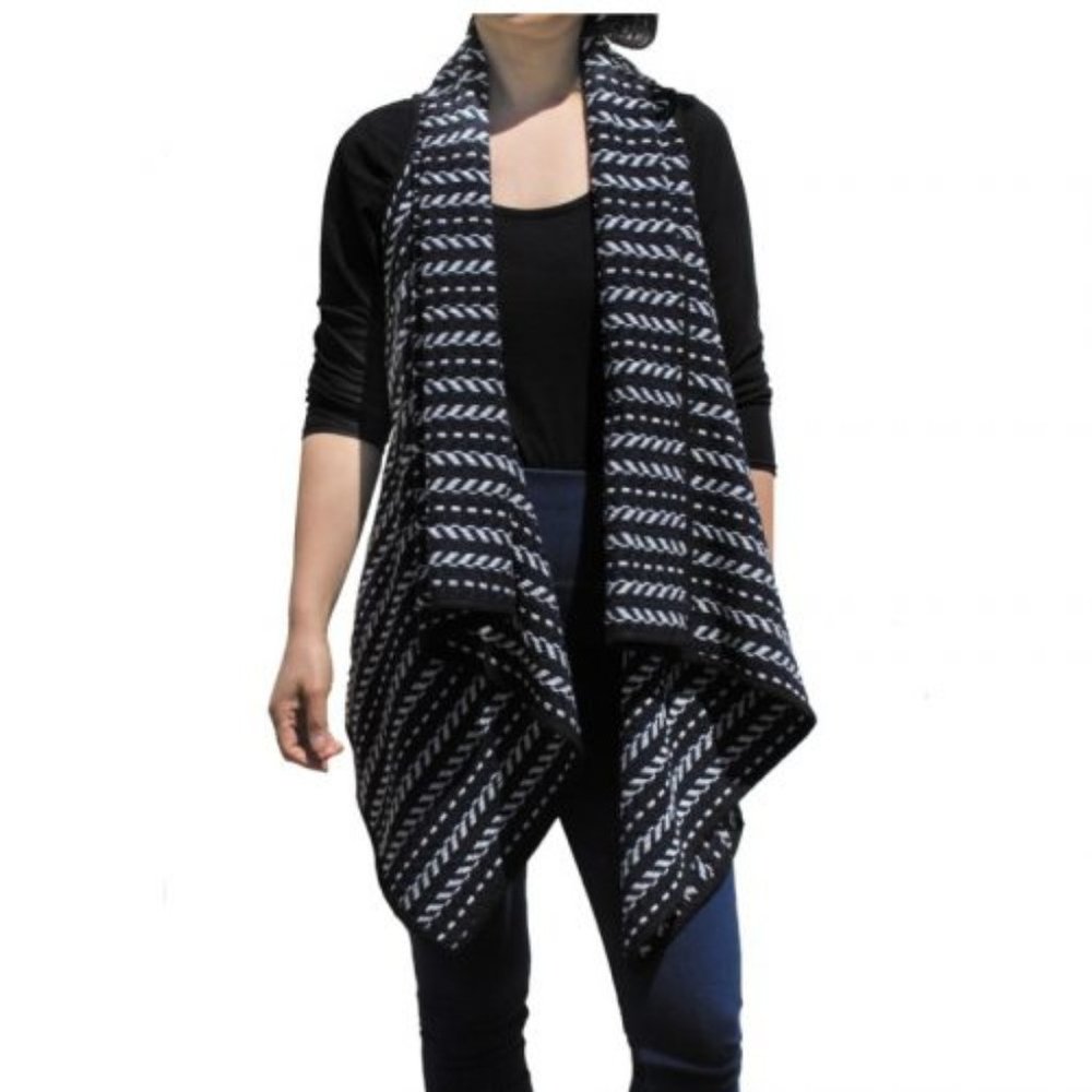 Woven Blanket Vest Navy/Black